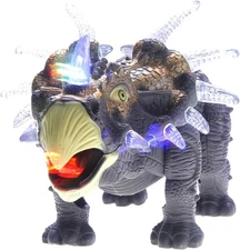 Walking Triceratops Dinosaur Toy With Lights And Sounds (Gray)