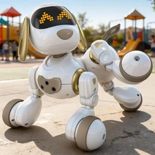 Ruko 18011 Smart Robot Dog, Interactive Puppy with 30 LED Expressions, 20 Action