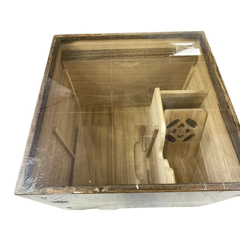 Japanese Vintage Chabako Tea Ceremony Box Burnt Kiri Wood Showa Era Storage - Image 4 of 4