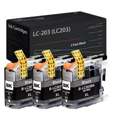 LC203XL Black Ink Cartridge 3-Pack for Brother MFC-J460DW MFC-J480DW MFC-J485DW
