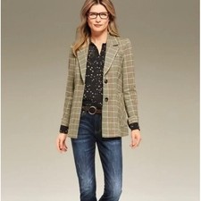 CAbi Pastime Plaid Blazer Size 4 Old Money/ Quiet Luxury/ Academia