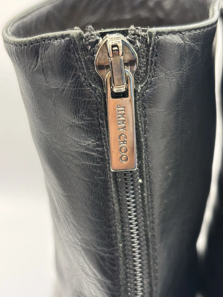 JIMMY CHOO Ankle Boots Women's Leather Kitten Heel Pointy Tulip -Size 9/39 Black - Image 4 of 4