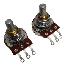 2 x Bourns 1/4 inch Solid Shaft 24mm 250k High Torque Guitar / Bass Pots