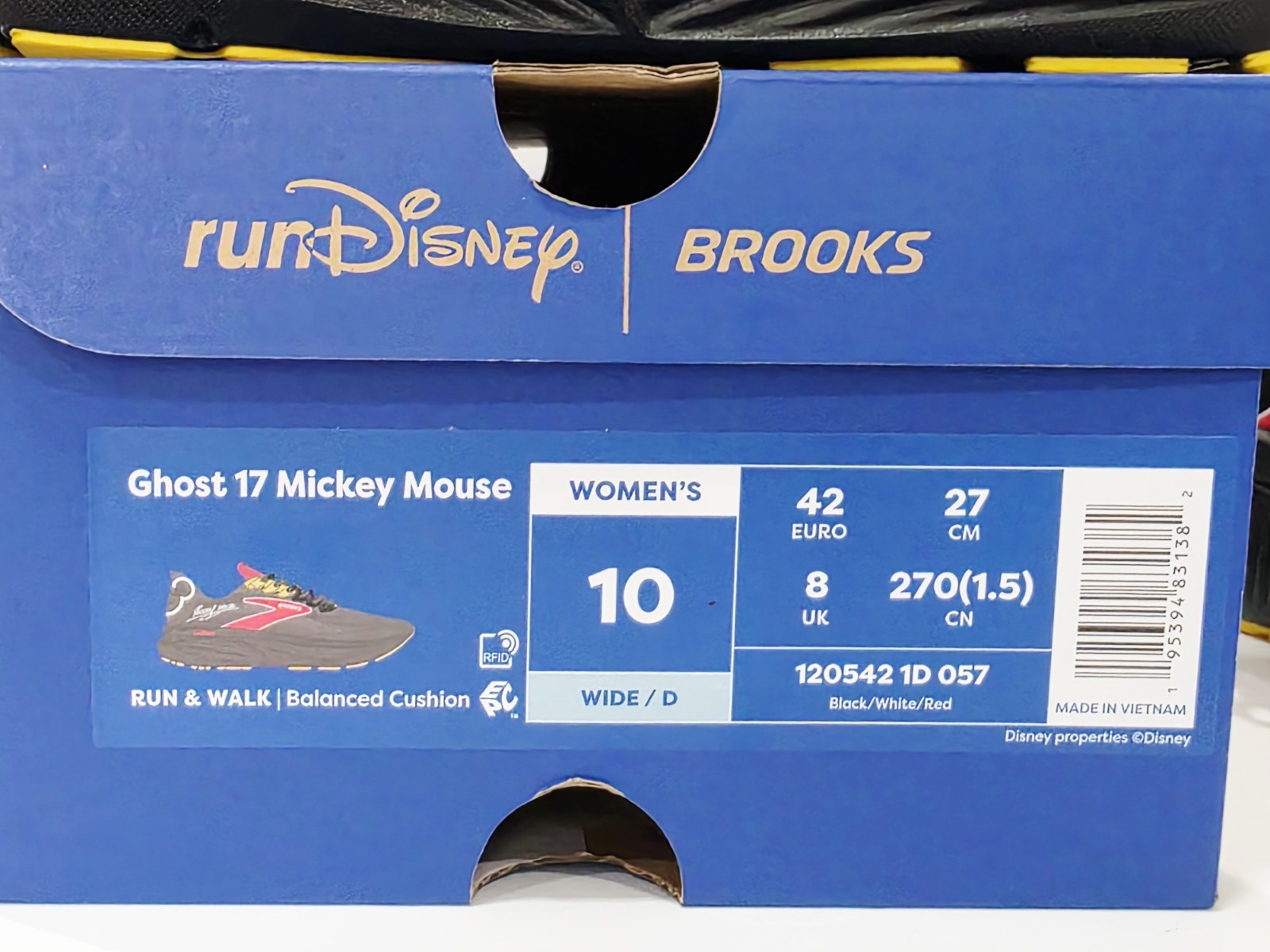 Brooks Ghost 17 MICKEY MOUSE RunDisney 2026 Limited Black Women 10 Wide D New thumbnail 2