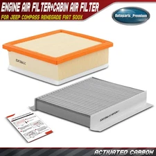Engine & Activated Carbon Cabin Air Filter for Jeep Compass Renegade Fiat 500X