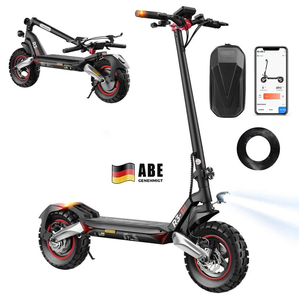E-Scooter mit Straßenzulassung 10 Zoll Elektroroller 200KG bis 100 km