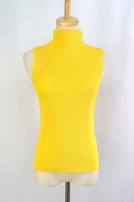 Authentic PLEATS PLEASE Yellow High Neck Sleeveless Top 100 0027