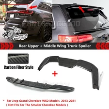 For Jeep Grand Cherokee 2013-21 Carbon Fiber Rear Upper + Mid Wing Trunk Spoiler