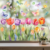 Fenstersticker FrüHling Fensteraufkleber Blumen Fensterbilder Schmetterlinge Sel