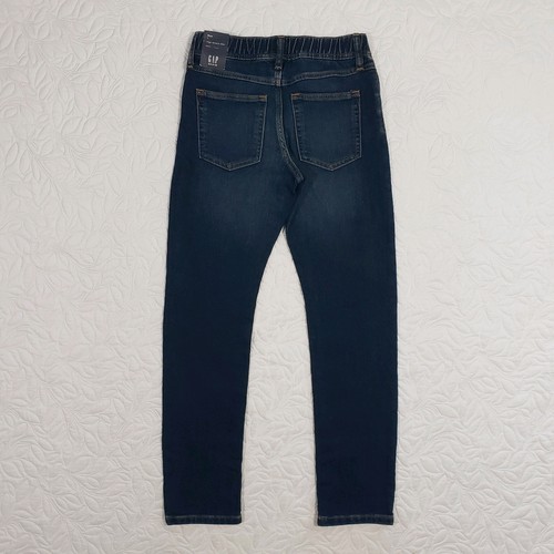 NWT Gap Pull-On Jeans Boys L Stretch Slim Dark Blue Wash Faded Denim Large - Picture 14 of 24