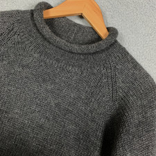 Vintage J.Crew Roll Neck Sweater Mens Large LT Gray Wool Knit Oarsman Fisherman