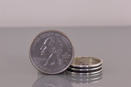 Anillo de plata de ley 925 con triple borde de 5 mm talla: 8 - Imagen 8 de 8
