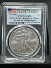 2020-P SILVER EAGLE PCGS  MS70 EMERGENCY ISSUE MINTED PHILADELPHIA $1 MS 70 ASE