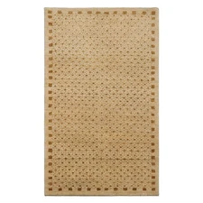 LoomBloom 3x5 Hand Knotted Wool Beige Gabbehh Modern 250 KPSI Area Rug
