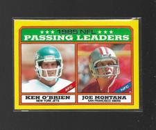 1986 Topps- #225 Ken O'Brien/Joe Montana Passing Leaders
