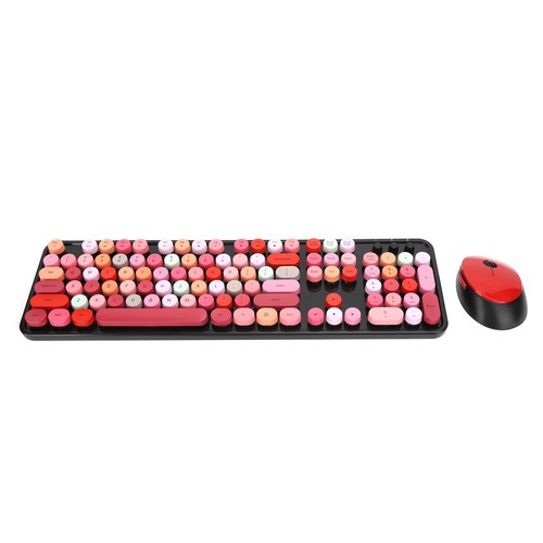 SWEET Lipstick Mixed Color Punk Keyboard Mouse Set Wireless Retro Office Gami FY - Afbeelding 14 van 23