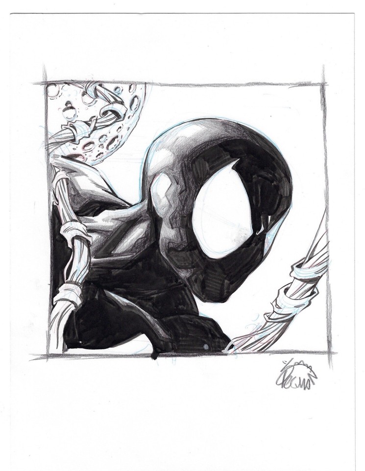 Ryan Stegman Symbiote Spider-man Original Art Sketch Marvel Comics Black Suit Comic Art