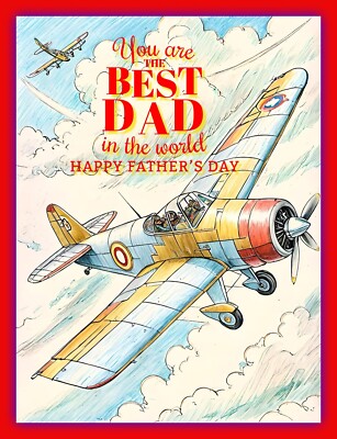 Vatertagskarte Karten Väter Papa Papa A5 Gruß leer bestes Flugzeug Flugzeug