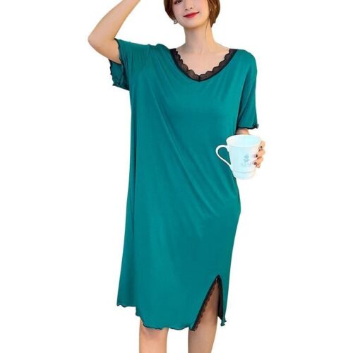 Plus Size Women Pajamas Nightgown Short Sleeve Sleepwear Sleep Dress Nightshirt - Picture 16 of 17