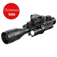 Hiram 4-16x50 Rifle Scope Holographic 4 Reticle HD Dot Sight & Green Laser Set