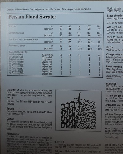 Original Jaeger Dk Ladies Persian Floral Sweater 32"-40" Knitting Pattern 5930d - Picture 3 of 3