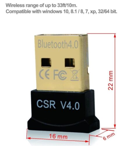 New Mini USB Bluetooth Adapter CSR Dual Mode Receiver for Windows 10/8/7/XP V4.0 - Picture 3 of 4