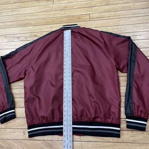 BROOKLYN STANDARD Varsity Jacket Men L "X" Streetwear Satin Snap Bomber Burgundy - 第 10/24 張圖片