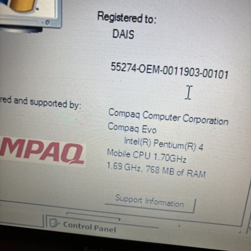 Compaq Evo N1000C 30gb HDD 768mb RAM 3.5" Floppy CD Drive *For Parts Or Repair* - Picture 4 of 24