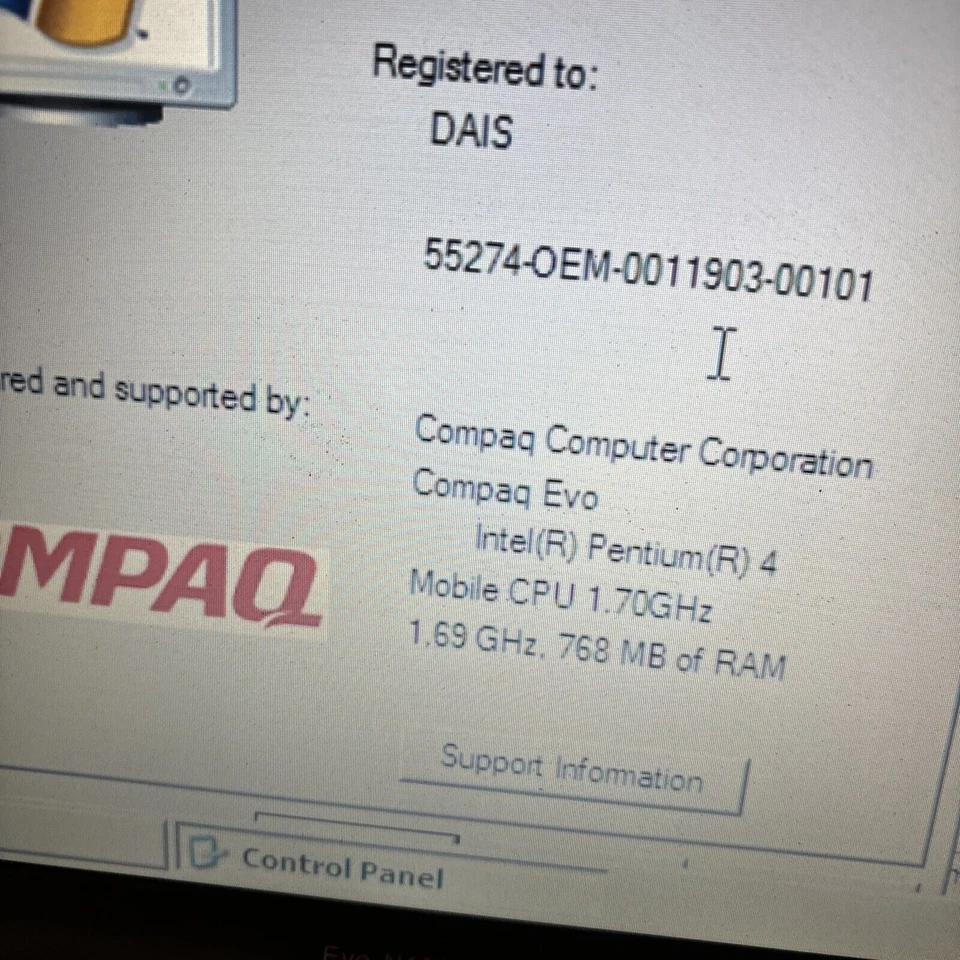 Compaq Evo N1000C 30gb HDD 768mb RAM 3.5" Floppy CD Drive *For Parts Or Repair* - Image 4 of 4