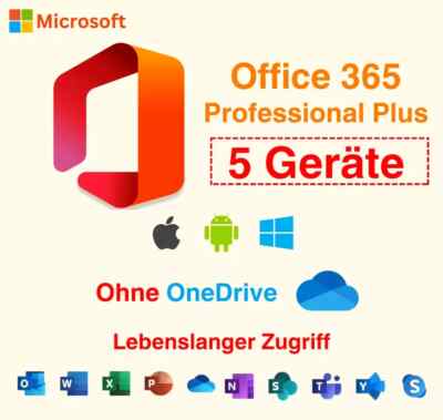Microsoft Office 365 Pro Plus für 5 Geräte   lebenslanges Konto für Mac Win iOS