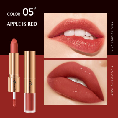 Doppelköpfiger Matter Lipgloss 2-In-1-Lippenstift Langanhaltend F 