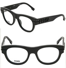 FENDI FENDIGRAPHY HOBO LOGO 50078 001 Black Eyeglass Optical Frame 51mm FE50078I