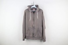 Vtg 80s 90s Streetwear Mens XL Faded Blank Sun Faded Full Zip Hoodie Gray USA