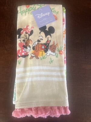 Happy Easter Kitchen Towels, Set of 2 Mickey Minnie Bunny Eggs Dishtowels