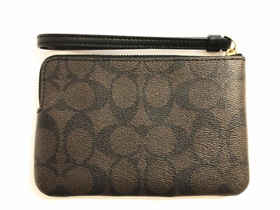 NWT Coach F58035 Signature PVC Leather Corner Zip Wristlet Wallet