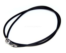 collana laccio nero caucciu 2mm argento 925 su chiusura per ciondoli uomo donna