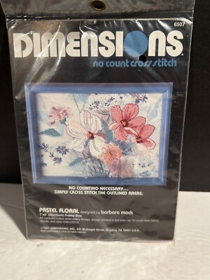 Vtg Dimensions No Count Cross Stitch Kit ''Pastel Floral'' 1987 SEALED