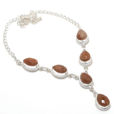 Strawberry Quartz Gemstone Handmade 925 Sterling Silver Jewelry Necklace Size 18