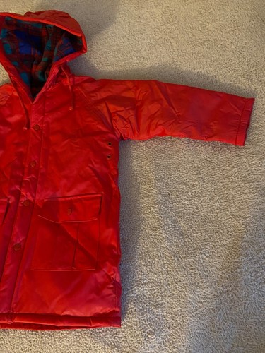 Vintage Billy The Kid Red Rain Jacket Coat Plaid Flannel Inside RARE - Picture 3 of 14