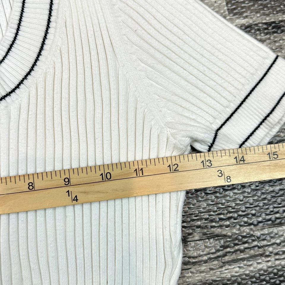 Suéter Style & Co Acanalado Blanco Cuello Redondo Mujer Talla S Manga Corta Años 90 Y2K Foto 4 de 4
