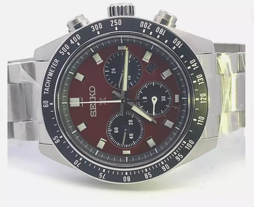 Seiko SSC927 SpeedTimer Watch Red Dial Solar Chronograph 100 Meter Special - Picture 2 of 5