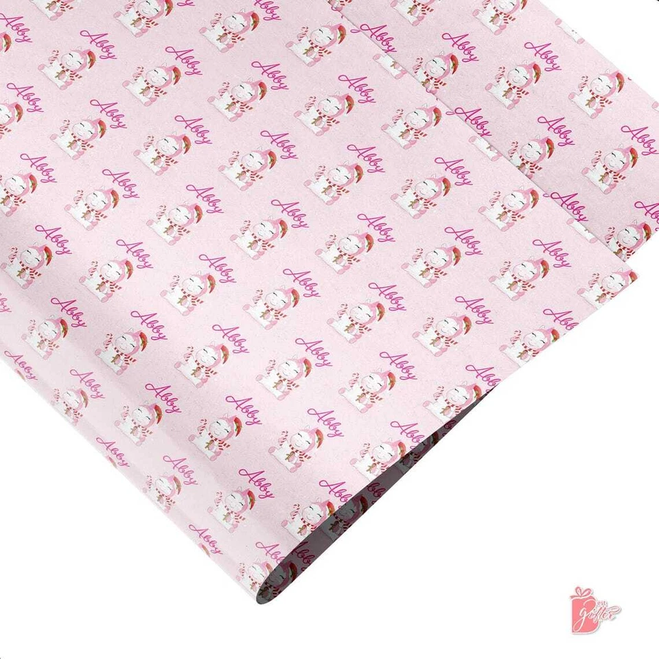 Papel de Envolver Personalizado Navidad con Nombre Diseño Unicornio Lindo Envoltura de Regalo Rosa Foto 4 de 4