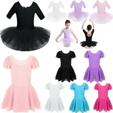 Kids Girls Ballet Dance Dress Gym Leotard Jumpsuit Tutu Skirt Dancewear Costume