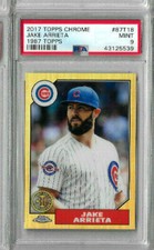 2017 Topps Chrome Jake Arrieta 1987 Topps PSA 9