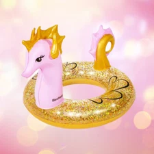 large glitter seahorse swim ring inflatable new 45x41