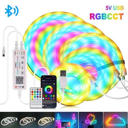 RGBCCT WS2812B DC5V USB Neon LED Stripe RGB+CCT Streifen Lichtleiste Band APP