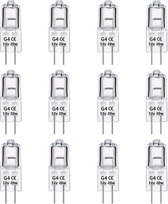 12 Stück G4 20W Halogenglühbirne 12V, Dimmbar 2700K Warmweiß, 280LM, 2 Pin Halog