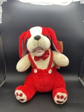 Vintage Dog Red / White 1982 A B Novelty Plush Stuffed Animal Toy 17