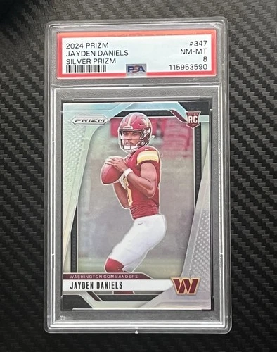 Panini Prizm Silver Prizm Rookie Jayden Daniels #347 Commanders PSA 8 2024