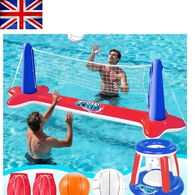 Aufblasbares Pool Float Set: Volleyballplatz & Basketballkorb für endlose Sum...